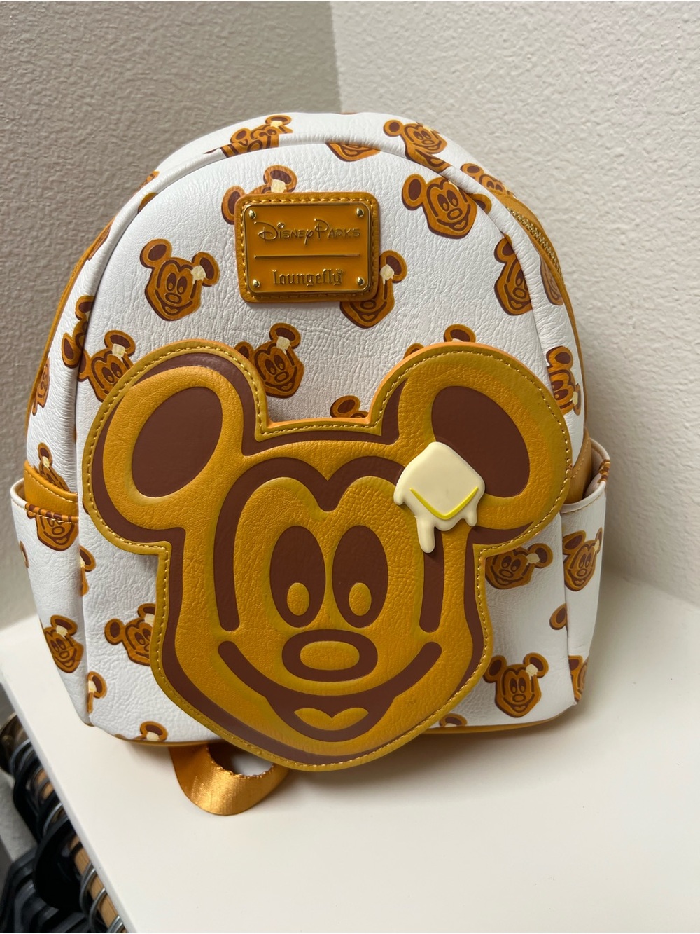 NWOT Loungefly x Disney Kids White & Mustard Mickey Honeycomb Mini Backpack